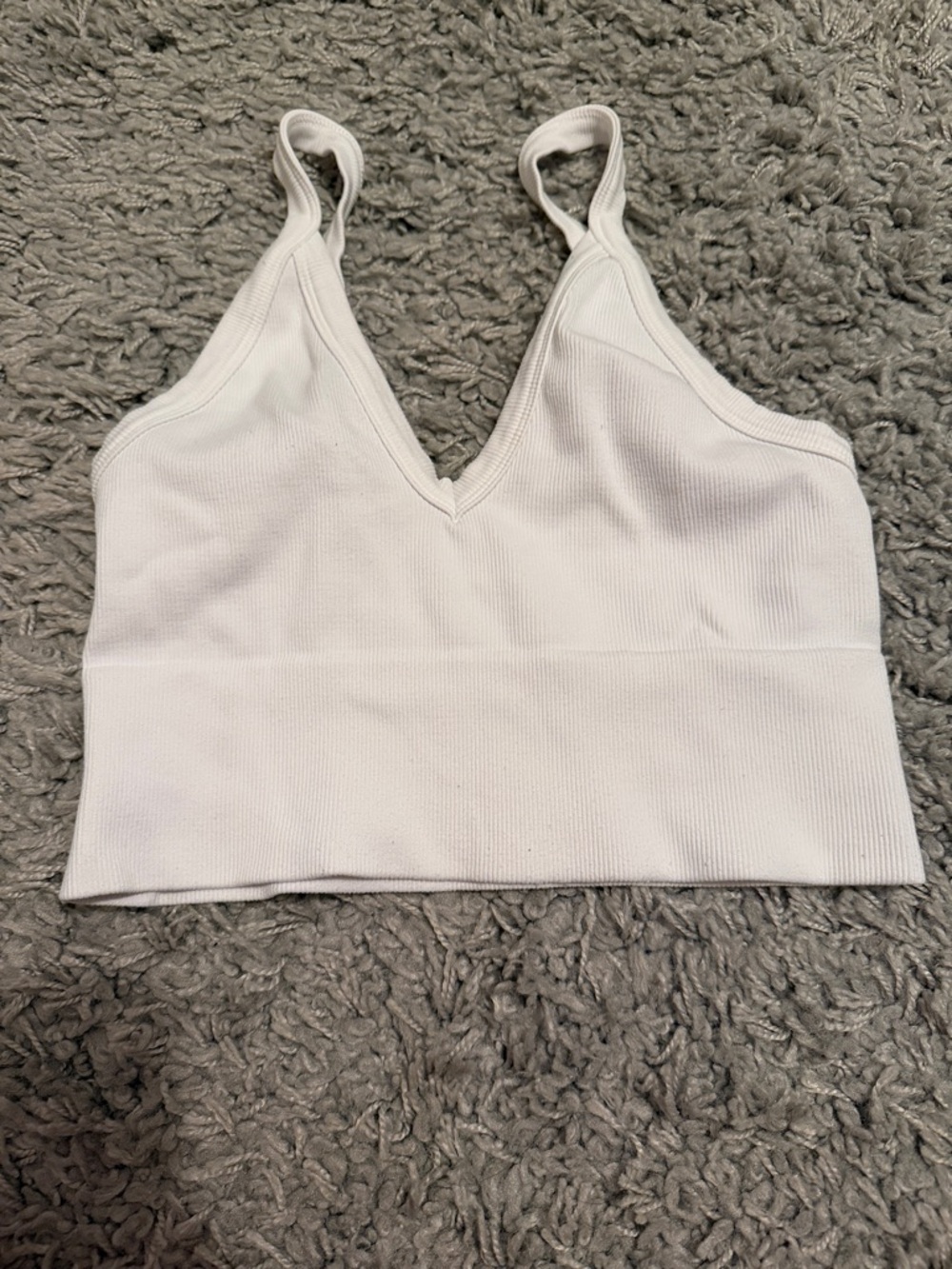 Nikibiki White Ribbed V-Neck Tank Bralette